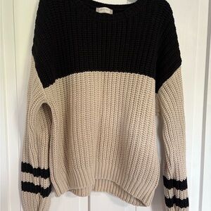 Altar'd State Black and Tan Crew Neck Sweater